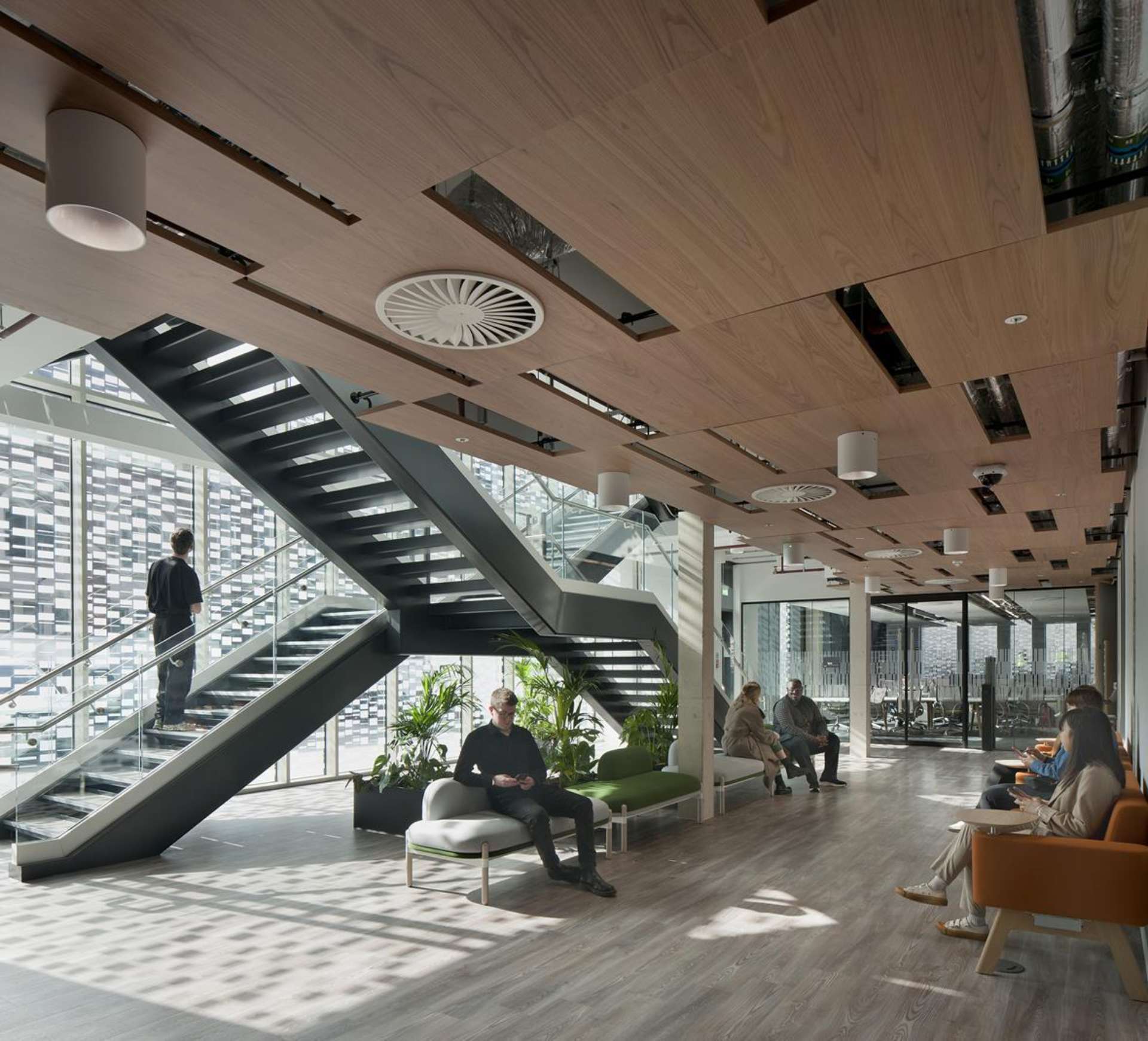 Modern office interior with stairs